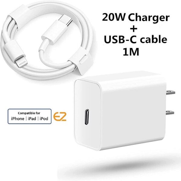 EZone mfi Certified 20W Fast Charger for iPhone USB-C with PD Charging Cable - Image 3